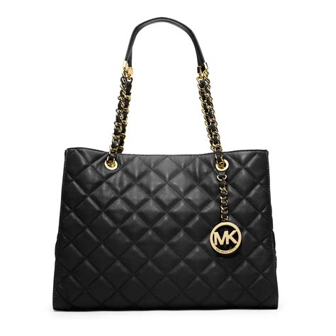 michael kors mott leather tote|Michael Kors black quilted handbags.